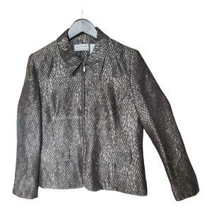 Alfred Dunner Black and Gray Patterned Blazer